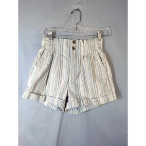 American Eagle White and Blue Striped Shorts